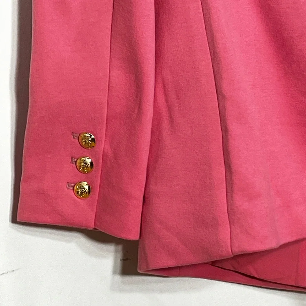 Talbots Womens Pink Double Breasted Gold Button‎ Cotton Blend Blazer Size 10